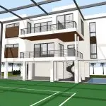 HLEVEL SERENITY SANIBEL RESIDENCE RENDERED VIEW COURTSIDE